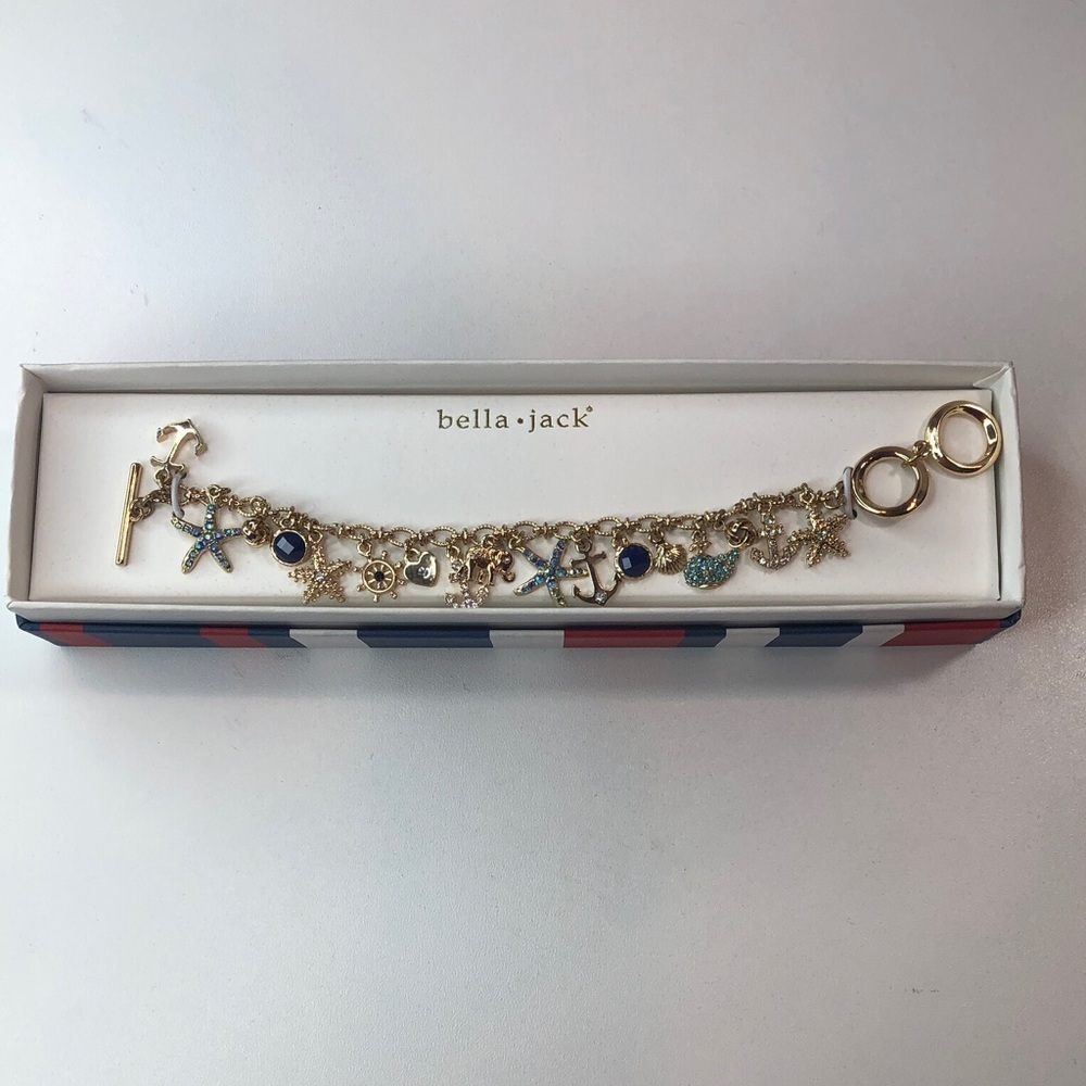 Bella Jack Golden Charm Bracelet Nautical Beach Coastal Chic NEW in Box - Picture 2 of 8